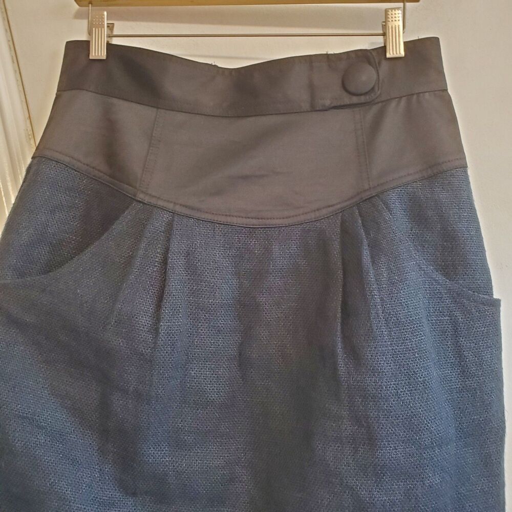 Nanette Lepore Women's Linen Pencil Skirt Size 12 Career Office Classic Twee Y2K - Picture 5 of 16